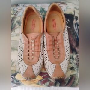 European Pikolinos Leather Laser Cut Out Sneakers